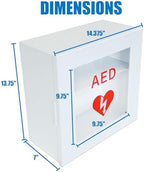 Non Alarmed AED Defibrillator Wall Mounted Storage Cabinet - 14.5'' x 7'' x 13.75'' Steel AED Holder Defibrillator Cabinet for Emergency at Church, Fitness Center, Home, Office, Warehouse