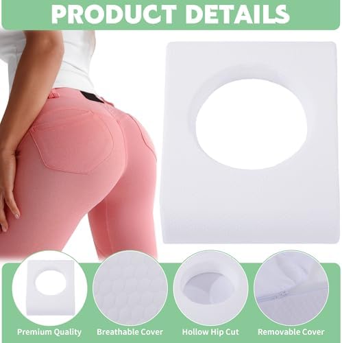HOMBYS BBL Pillow After Surgery for Sleeping,High Density Foam Butt Pillow,Brazilian Butt Lift Pillow Post Surgery Recovery for Sleeping,BBL Chair with Hole (White)