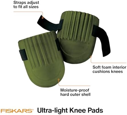 Fiskars Lightweight & Durable Knee Pads for Gardening and Housework - with Comfortable Padded Foam Cushioning