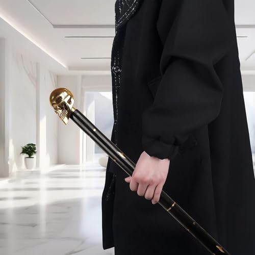 Antique Walking Cane for Men Brass Skull Handle Vintage Wooden Cane | Handicraft Collectible Aid and Mobility Mens Wooden Walking Cane Ideal Gift 36 Inch
