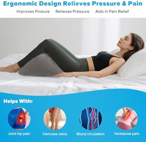 USHMA Inflatable Knee Wedge Pillow for Back Sleeping - Ultimate Under Knee Pillow for Sleeping on Back, Comfortable Inflatable Leg Wedge Pillow, Blow up Triangle Pillow for Legs Bolster