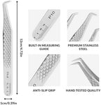 PLA Professional Lash Extension Tweezer Set 5 Pair Silver Ultimate Volume Tweezers Fiber Tip Essential Must Have Lash Artist Kit for Premade, Fan Making and Isolation with Magnetic Storage Case
