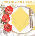 SietDESEO 50 Pieces Yellow Napkins Disposable 3-Ply Yellow Cocktail Napkins Paper Dinner Napkins for Birthday Baby Shower Wedding Party Beverage Napkin