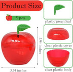 5 Pcs Large Plastic Apple Container Apple Shaped Candy Toy Gift Filled Containers for Graduation Thank You Teacher Gift, Back to School Gift, Party Favors