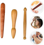 FRCOLOR 3pcs Natural Wood Foot Massage Roller Portable Acupoint Massager Stick for Foot Body Massage Tool