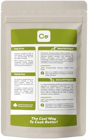 Coolinario Carboxymethyl Cellulose - CMC Powder - Tylose Powder (4 Oz) Food Grade Thickener & Stabilizer for Baking, Beverages & Ice Cream | Improves Texture & Viscosity | CMC Para Helados
