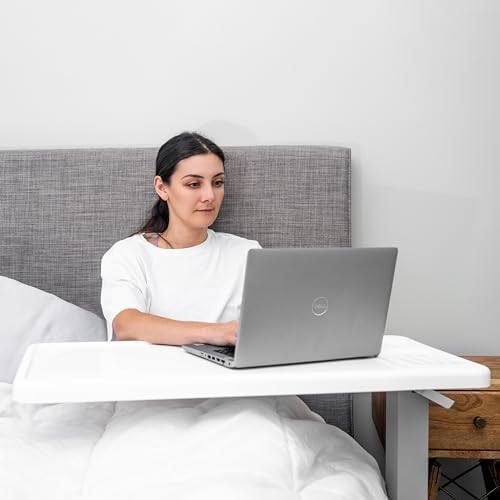 Carex Rolling Overbed Table, Hospital Bed Table, Laptop Tables for Recliner, Bed, Bedside and Sofa, Computer Tables, Hospital Tray, Adjustable with Wheels and Secure Height Adjustment
