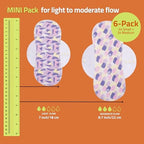 Non-Slip, Organic Reusable Menstrual Pads for Light Flow (6 Pack S+M) - Leak Proof & Odor Free Cotton Cloth Pads for Women & Teens - High-Temp Washable, Soft & Skin-Safe for All-Day Period Comfort
