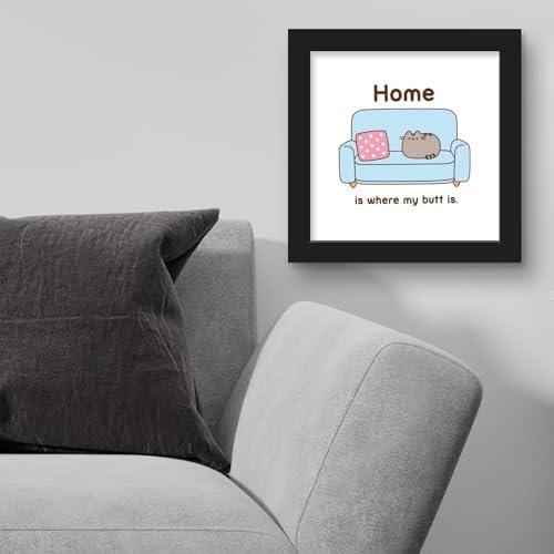 Trends International Gallery Pops Pusheen - Home Is Where My Butt Is Wall Art Wall Poster, 12.00" x 12.00", Black Frame Version