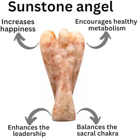 Jet International Fantastic Sunstone 2" Angel Healing Chakra Balancing Unique Rare Energy Love Divine Spiritual Psychic Arch Angel Christmas Gift India Gemstone Original Authentic Genuine Crystals