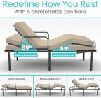 Vive Adjustable Bed Base Frame (Twin) - Electric Heavy Duty Metal Platform Bed Frame with Adjustable Base for Hospital Mattress - Remote for Head, Leg & Foot Incline - Dual USB Ports - Easy Assembly
