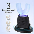 Ultrasonic Automatic Toothbrush, Ultrasonic U-Shaped Toothbrushes for Adult, 360° Mouth Cleaning, Electric ToothBrush with Automatic Timer, Wireless Charging Teethbrush Kit for Travel Or Home (Black)