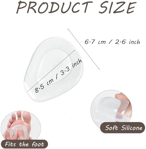 12PCS Clear Metatarsal Pads for Arch Support Soft Gel Insoles for Plantar Relief of metatarsalgia
