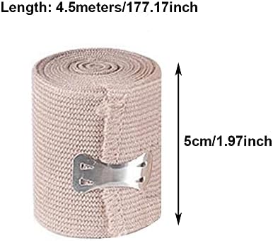 Elastic Bandage Wrap with Clips Fasteners Adhesive Bandaging Stretch Tape Rolls for First Aid Measures Outdoor Sports 2Inch x 15Ft
