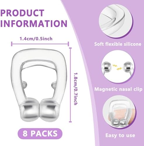 Anti Snoring Devices (8 Pack), Adjustable Silicone Snoring Solution, Anti Snoring Nose Clip, Effectively Relieve Snoring, Stop Snoring for Men and Women, Clear