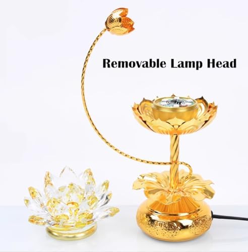 1 Pair - Colorful LED Crystal Lotus Buddhist Lamp, Gradient Buddha Light for Worship, Prayer and Display-Friendly Material for Buddha Occasions, Buddhist Supplies - 8 inch