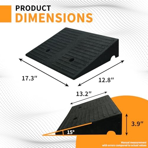 3.9" Rise 2pack Rubber Curb Ramps for Driveway Doorway Shed Threshold Wheelchair, Truck Car Motorcycle Bike Cart Lawn Mowers Angled Step Entry in Ramp, 7000lbs Heavy Duty Powersports Loading Ramp