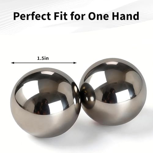 Stainless Steel Solid Baoding Balls Set - 1.5 Inch, 1 Pound, Silent Chinese Health Balls for Stress Relief, Meditation, and Hand Therapy