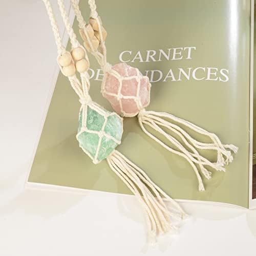 2PCS Healing Crystals Feng Shui Hanging Ornament Car Ornament Meditation Hanging Ornament Window Ornament for Home Decor (Fluorite+Rose Quartz)