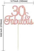 Gyufise 1Pcs Rose Gold 30 & Fabulous Cake Toppers 30 and Fabulous Cake Toppers for Happy 30th Birthday Cheers to 30 Party Decorations 30 Anniversary Birthday Cake Decorations Supplies
