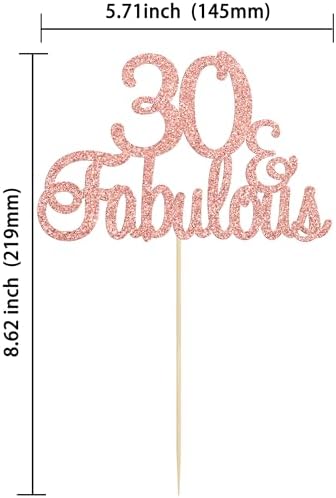 Gyufise 1Pcs Rose Gold 30 & Fabulous Cake Toppers 30 and Fabulous Cake Toppers for Happy 30th Birthday Cheers to 30 Party Decorations 30 Anniversary Birthday Cake Decorations Supplies