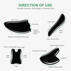 airogym Guasha Massage Tool, Natural Gua Sha Board, 4PCS Guasha Stone Scraping Massage Sets for SPA, Acupuncture, Physical Therapy, Muscle Knots, Facial Caring Point Treatment (Black)