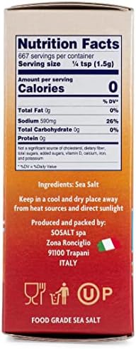 SOSALT DAL MARE DI TRAPANI Coarse Natural Sea Salt, 4 pack x 1 kg (35.3 oz), Sicilian Sea Salt, Trapani, Mediterranean, Sicily, Italy