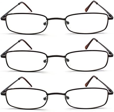 Classic Readers Rectangular Metal Reading Glasses for Men and Women, Multi-colored