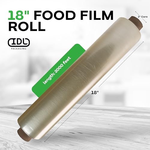 IDL Packaging 18" x 2000' Food Film Refill Roll for WP-180D WrapMaster Dispenser 18" Width – Clear Plastic Wrap for Food, BPA Free – Trusted Cling Wrap Roll for Packing and Storing Food