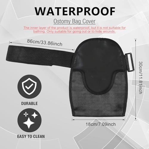 TrelaCo 2 Pcs Ostomy Bag Covers with Adjustable Belt Waterproof Ostomy Shower Cover Universal Opening Washable Pouch Liner for Women Men Stoma Urostomy Ileostomy Recover