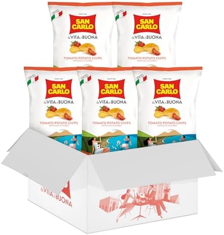 San Carlo Multi Pack 5X Tomato n°1 Italian Potato Chips - 150gr - for Snacking Bliss