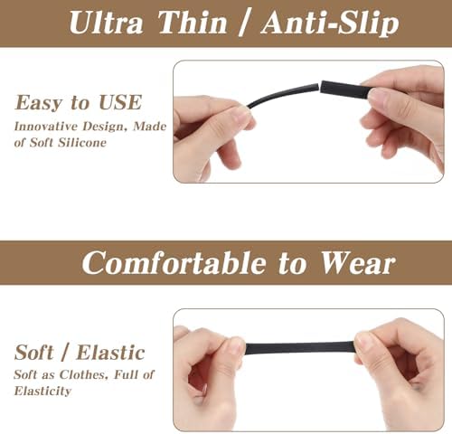 3 Pairs Silicone Glasses Ear Cushion, Lightweight Ear Cushions for Glasses, Non-Slip Eyeglass Temple Sleeves for Women and Men, Sunglasses Accessories(Black)