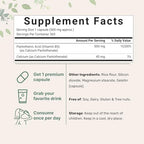 Pantothenic Acid Vitamin B5 Supplement, Vitamin B5 500mg Per Count, 365 Capsules (1 Year Supply), B-Complex Vitamin, Support Energy Production and Nervous System, Non-GMO