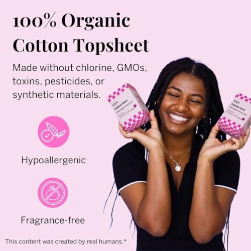 Pixie Organic Cotton Ultra Thin Overnight Pads for Women - Extra Heavy Absorbency with Wings - Leak-Proof, Hypoallergenic & Unscented - Compostable, Biodegradable - FSA Eligible - 36 Count