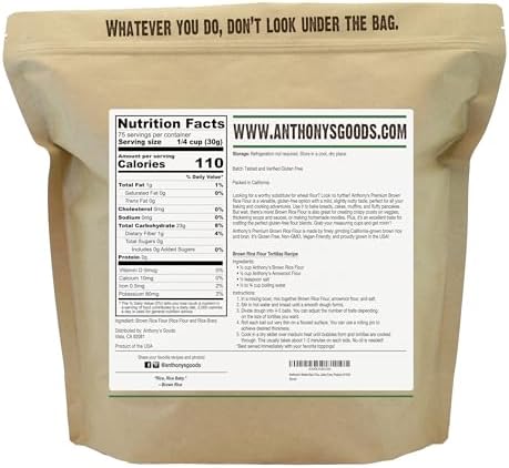 Anthony's Brown Rice Flour, 5 lb, Gluten Free, Non GMO, Product of USA, Vegan