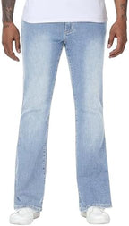 MZNBURAM Men's Flared Jeans Slim Fit Bell Bottom Denim Pants - Stretch Old Money Quiet Luxury Casual Everyday Trousers