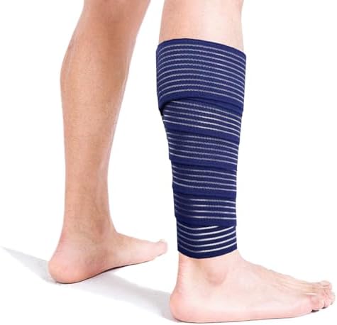 Elastic Calf Compression Bandage Sleeve Wrap for Calf Pain Relief Lower Leg Compression Support Shin Splint Guard Adjustable Plus Size Black Large (Blue)