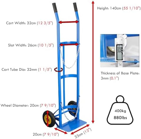 AMUFJJ Oxygen Tank Carrier with Wheels, Commercial Gas Cylinder Hand Cart & 40L Propane Tanks Dolly, Gas Cylinder Rack for Hospitals/Clinics/Factory