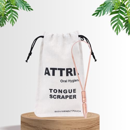 100% Pure Copper Single Handle Tongue Scraper Eco-Friendly Pouch for Adults and Kids - Durable Tongue cleaner Copper - Tough Scraper Oral Care & Hygiene-Unique design