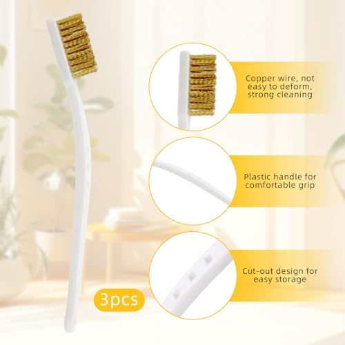 Small Brass Brush 3PCS Brass Wire Brushes for Cleaning, 3D Printer Nozzle Cleaning Brasses Wire Toothbrush Tool, Brasses Brush Handle Hot End Toothbrush for Polishing & Rust Removal