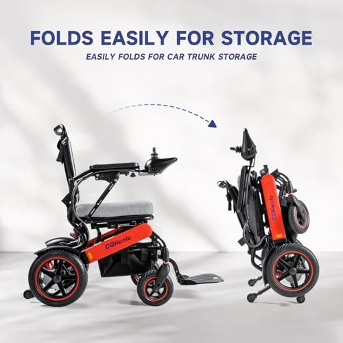 Electric Wheelchair for Adults - 30KM Long Range Lightweight Foldable - Dual 250W Motors & Dual 12Ah Batteries - All-Terrain, Comfortable Seat, Easy to Transport FSA HSA Eligible
