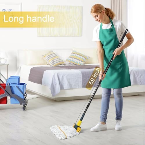 SOBONNE Commercial Mop Handle Heavy Duty, Industrial Mop Stick with Jaw Clamp Wet Gripper Mops Head Replacement Holder for Floor Cleaning
