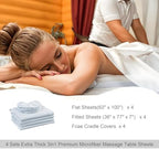 4 Sets Extra Thick Massage Table Sheets Sets Soft Premium Microfiber 3 Piece Set Massage Sheet Set for Salon Spa Bed Include Fitted Covers Flat Sheets Face Cradle Cover