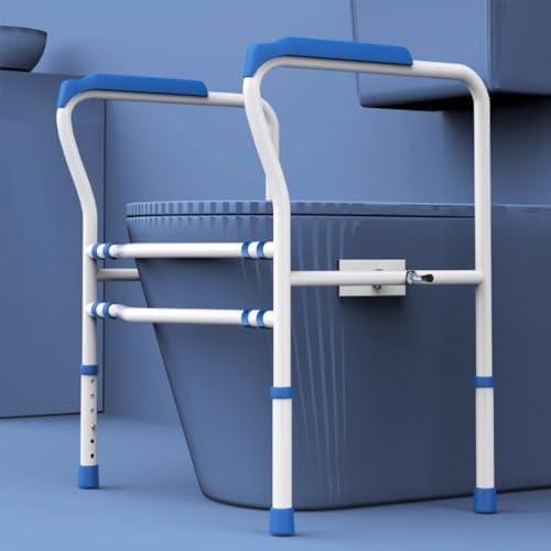 Width and Height Adjustable Toilet Safety Rail for The Elderly, Toilet Safety Frame 1.2mm Thick Load Capacitys 200lb Suitable for Disabled People, Pregnant Women Easy to Install Bathroom Aid Rails