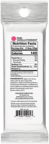 Bakerpan Premium Rolled Pink Fondant for Cake Decorating, Vanilla Flavor - 4.4 Ounces (Made in USA)