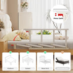 Bed Rails for Elderly Adults Safety, Folding Bedside Assist Rail Handle, Collapsible Bed Fence Preventing Falling for King, Queen, Full, Twin (with Crash Cushion)