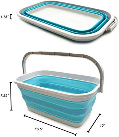 SAMMART Set of 2-11.6L (3.06 Gallon) Collapsible Rectangular Handy Basket/Bucket (Bright Blue, 2)