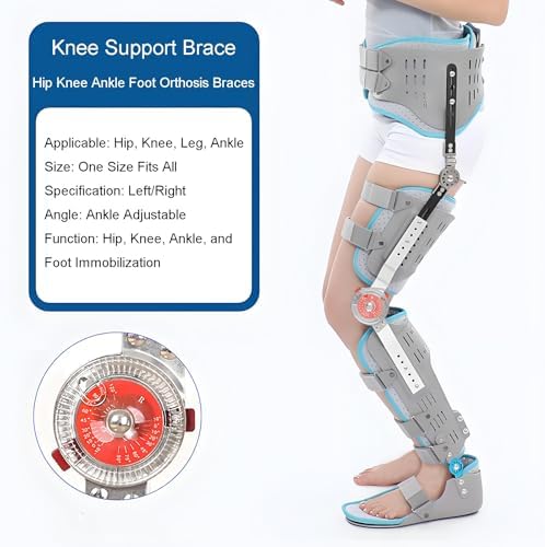 Adjustable Full Leg Brace, Hip Knee Ankle Foot Orthosis Braces,Ankle Immobilizer, Knee Joint Rehabilitation Training Device(Right)