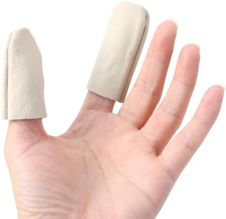 5 Pairs Finger Protectors for Sewing, Leather Thimble & Crochet Finger Guard, Hand Craft Needlework Tools for Knitting & Needle Felting