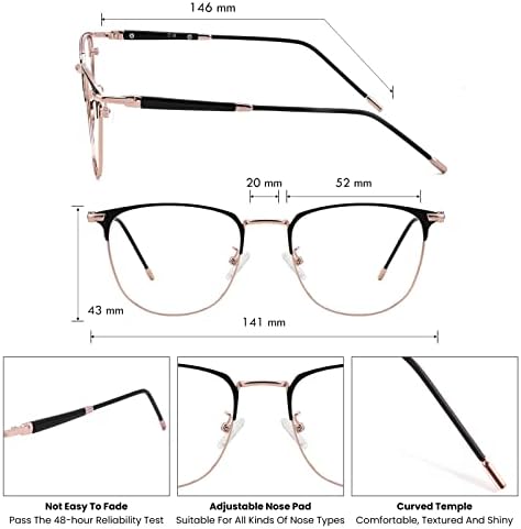 GUDVUE Blue Light Glasses, Computer/Gaming/TV/Phones Glasses for Women/men, Anti Glare/UV400/Eye Strain, Rose Gold